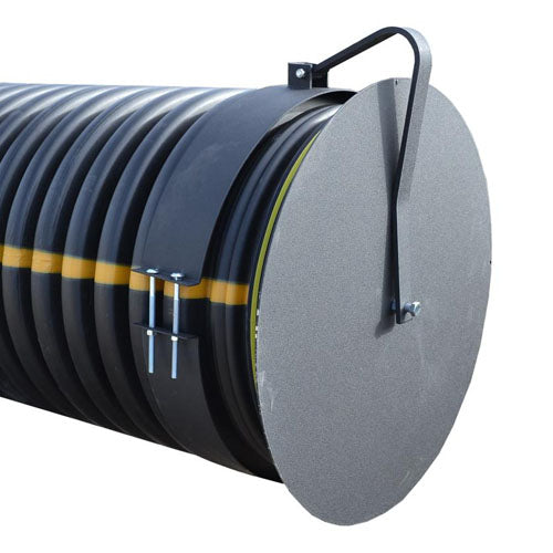 36" Steel Hinged Flap Gate for Corrugated HDPE Drainage Pipe | Agri Drain