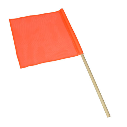 Orange Warning Flag with Wooden Dowel, 18
